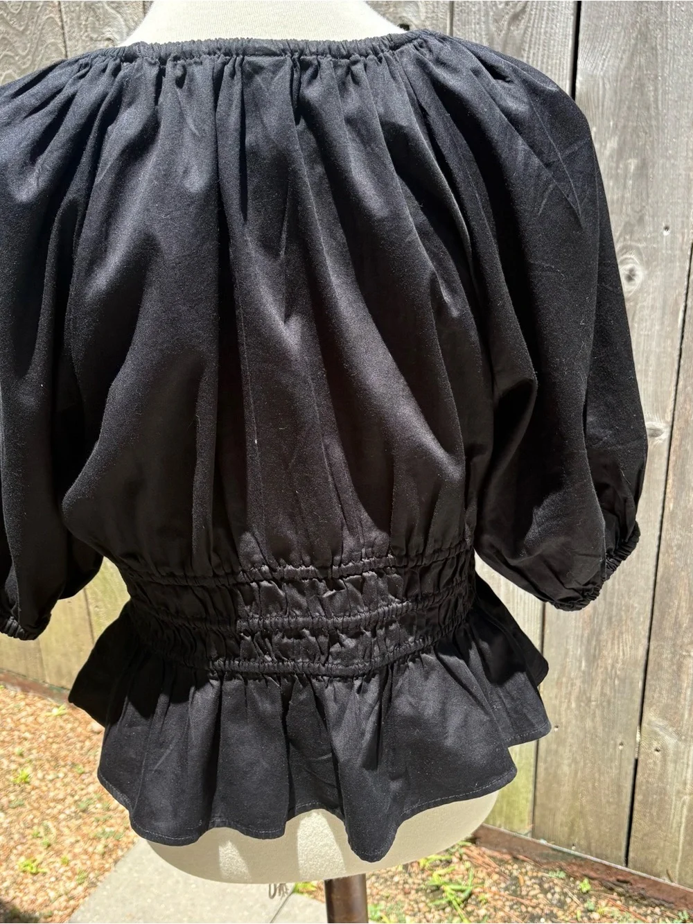 Old Navy Black Peasant-Style Puff Sleeve Blouse